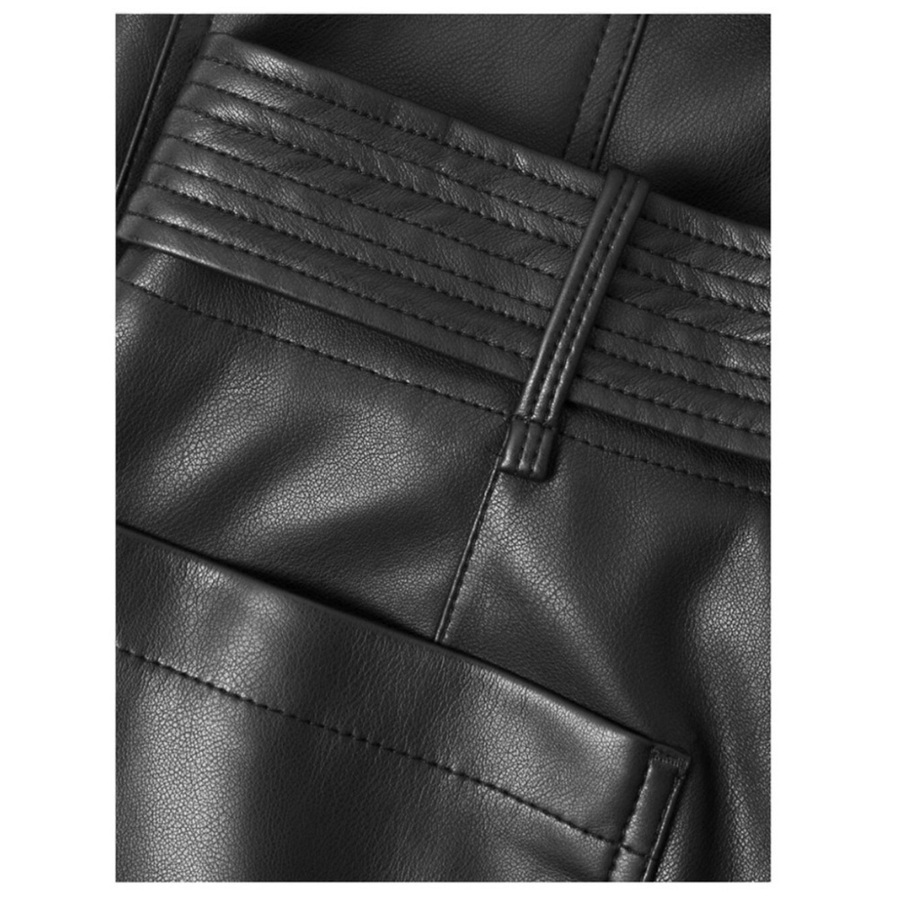 REBECCA TAYLOR Faux Leather High Rise Straight Leg Pants - Picture 8 of 11